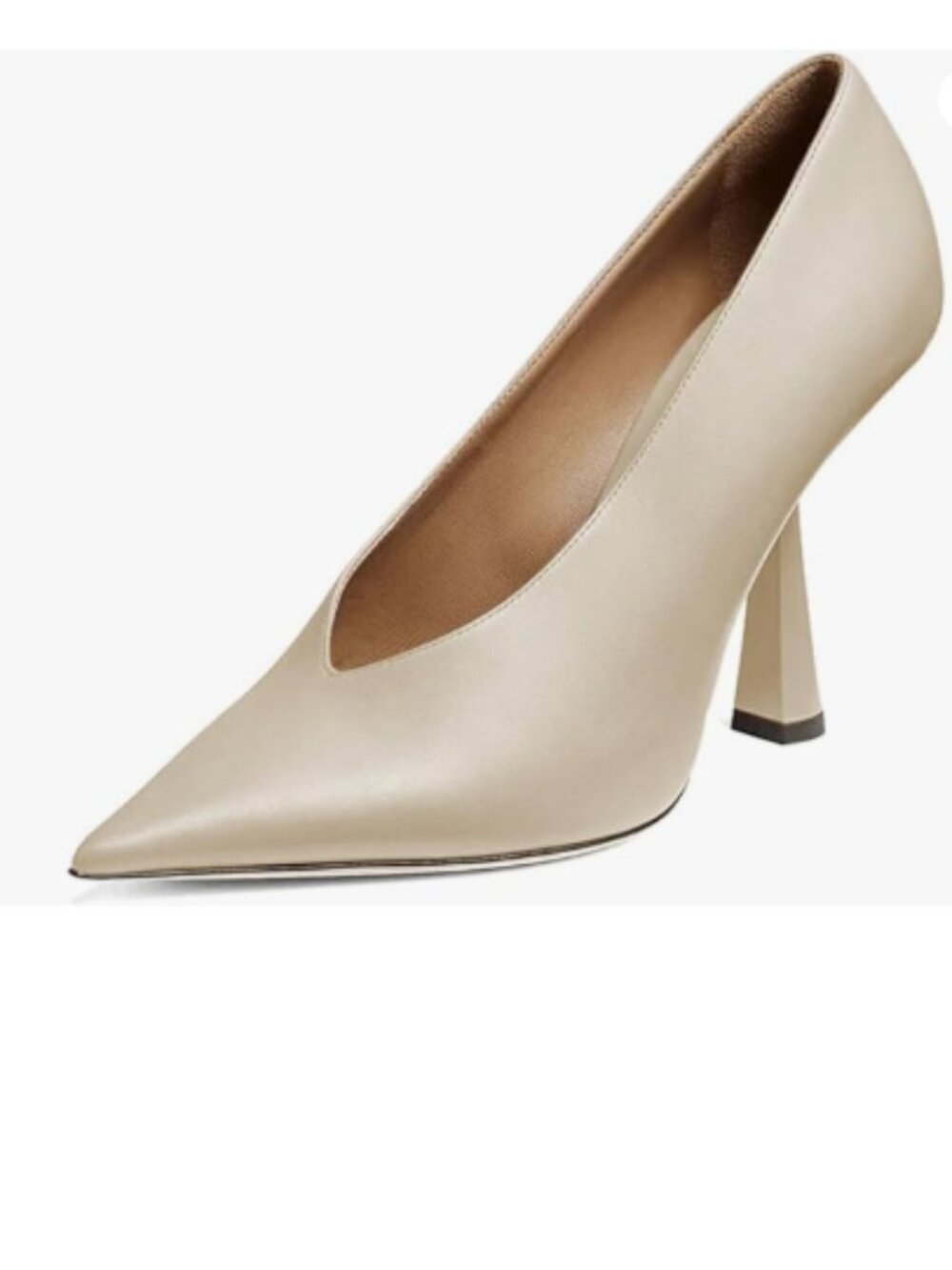 miss left Wheat V-Cut Closed Pointed Toe Pumps Slip On High Heel Elegant Shoes